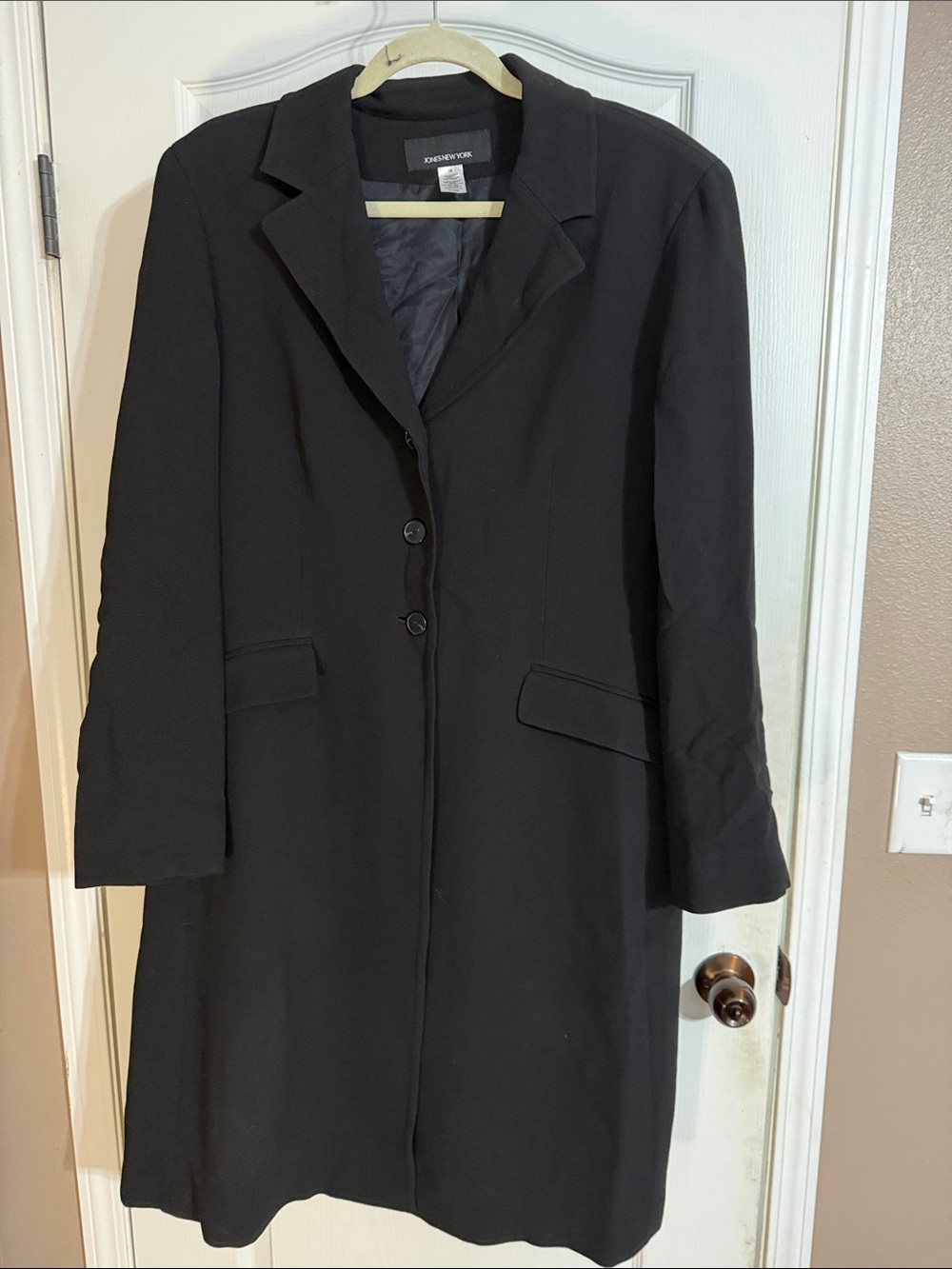 Jones New York Black Single-Breasted Trench Coat